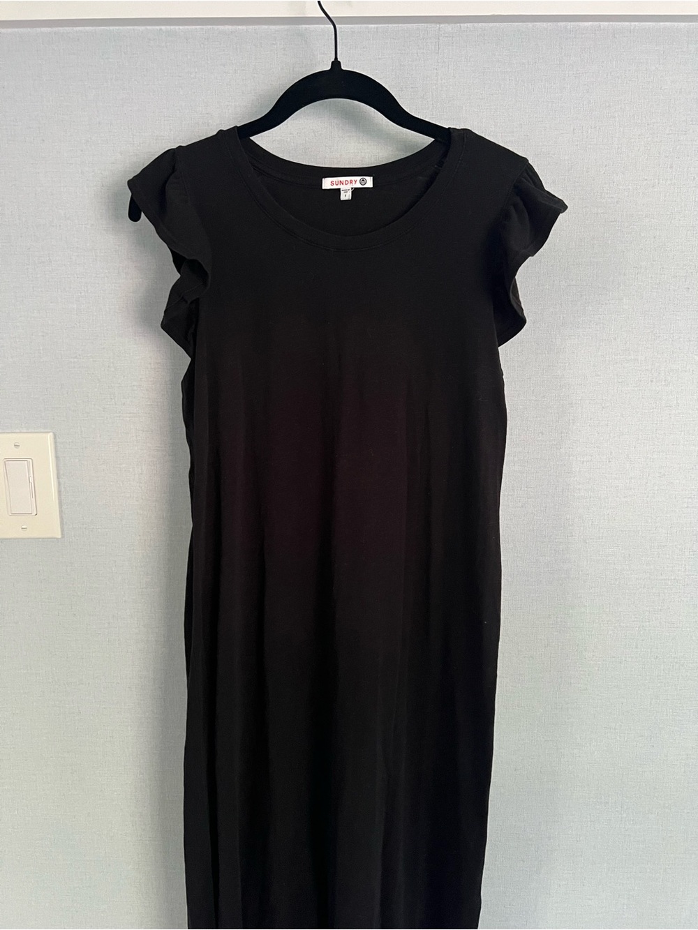 Sundry Black Ruffle Sleeve Women's Dress, sz 1